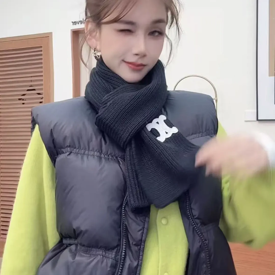 围巾女冬季高级感针织纯色韩系保暖围脖