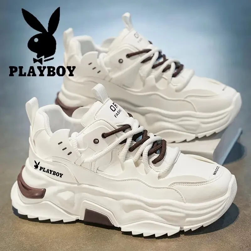 花花公子鞋子男款春冬季新款休闲百搭厚底男鞋运动增高男士老爹鞋