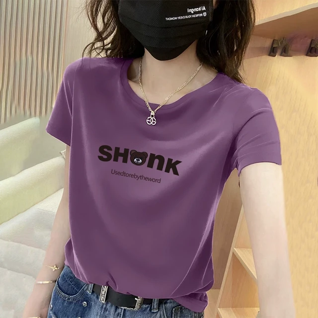 2025新款印花短袖t恤女夏季中年减龄半袖体恤百搭宽松上衣打底衫