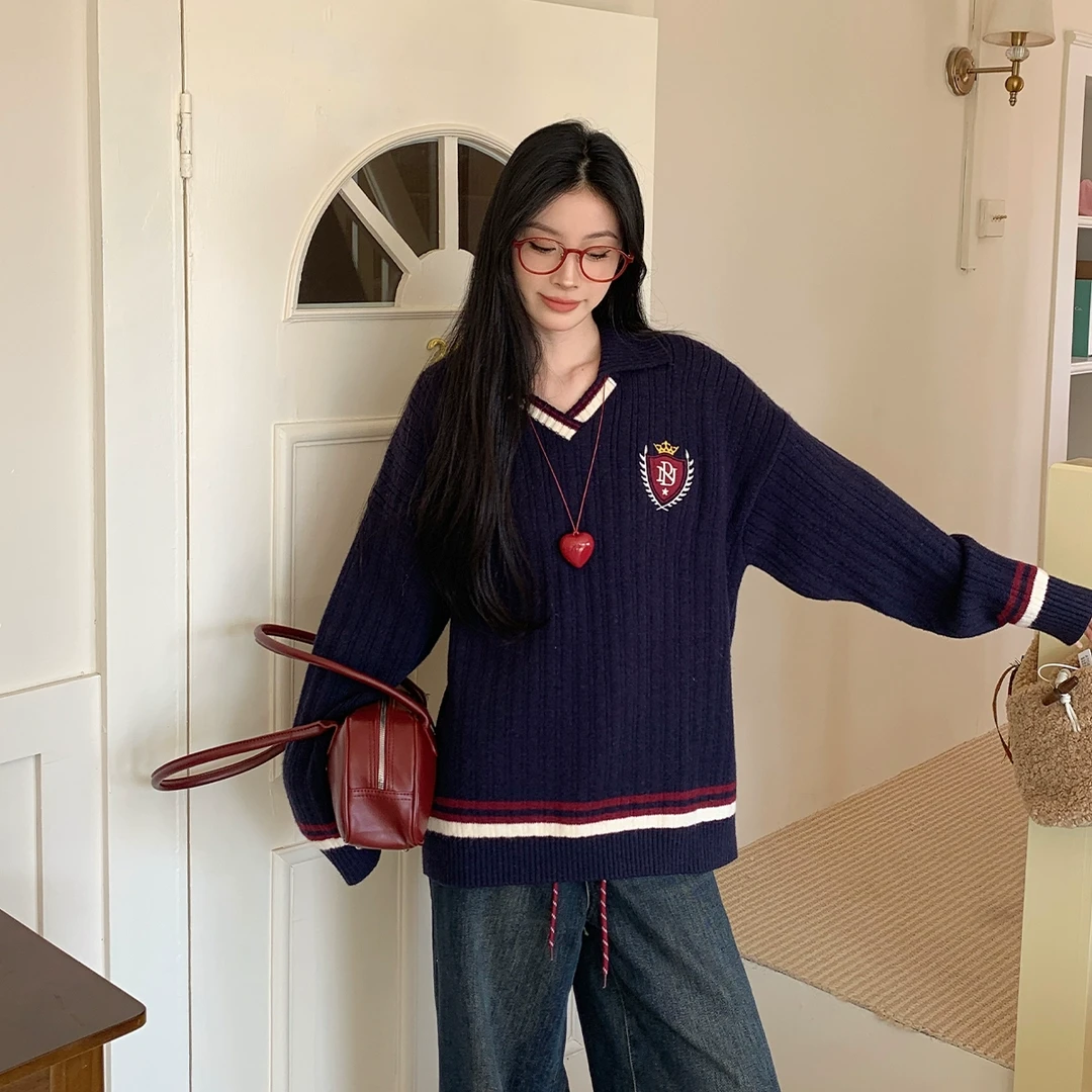 【吵吵家】翻领学院风绣花女设计感小众42437