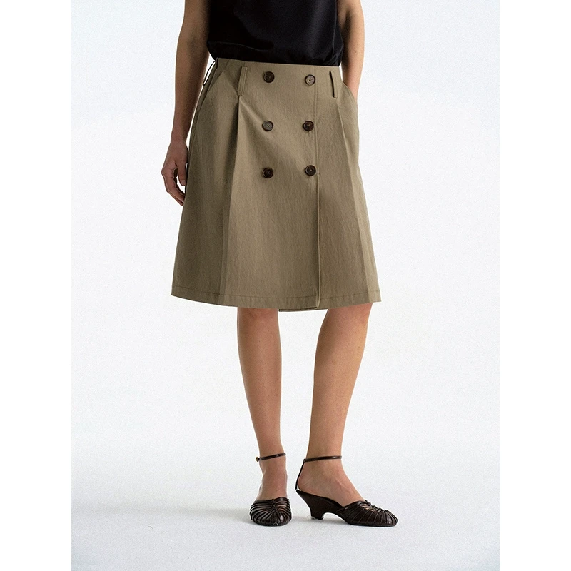 FLOWERSAYS：月季 热烈的爱  复古经典双排扣 工装 A 字半身裙