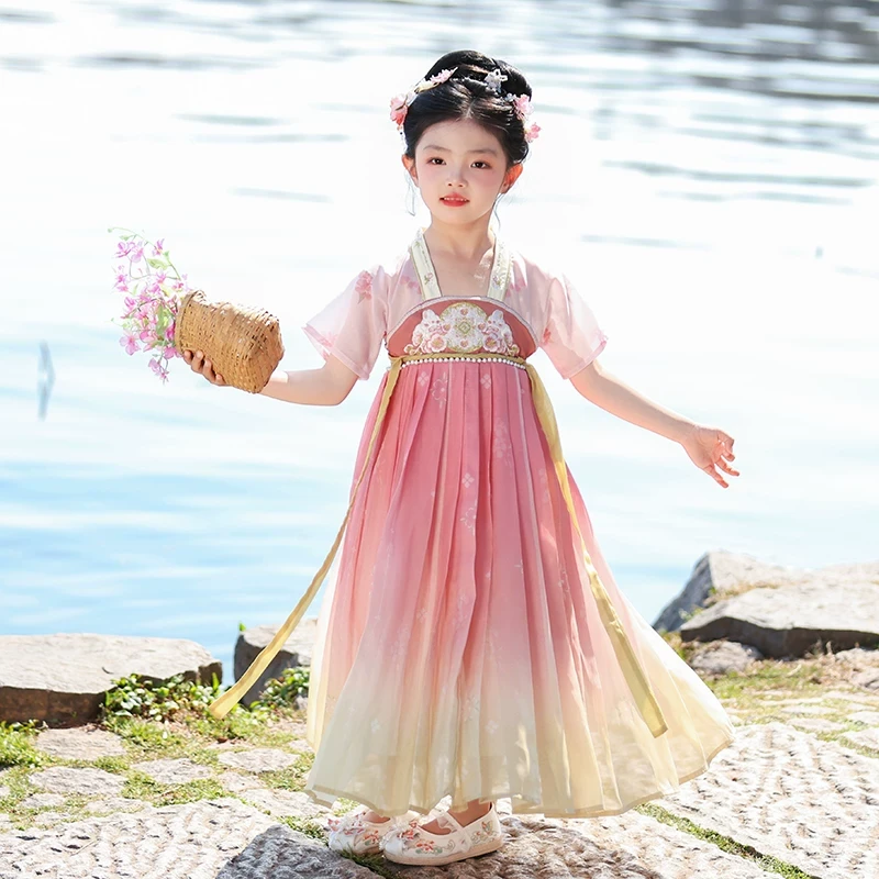 女童汉服夏款202新款儿童逸公主连衣裙国风古装表演服
