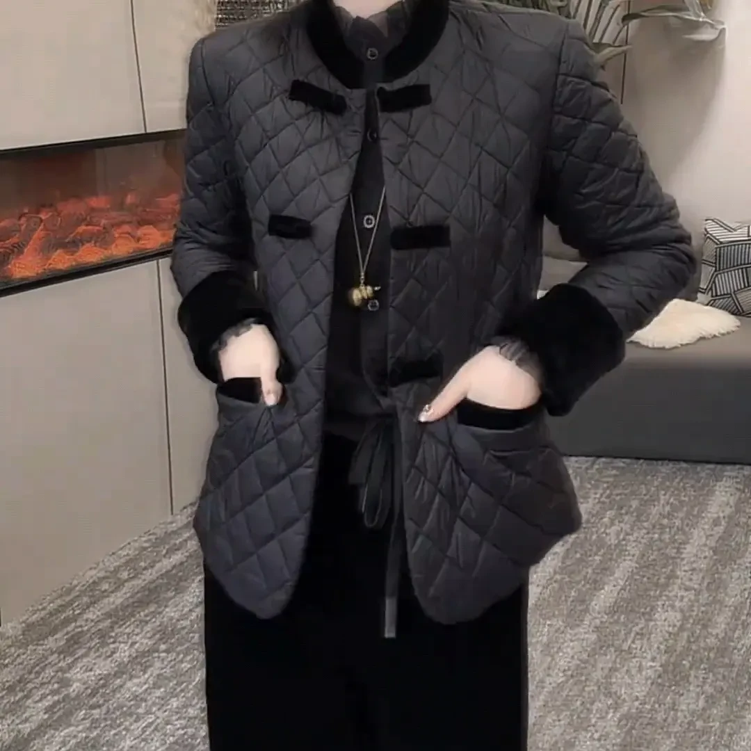 秋冬季薄棉小香风女装外套时尚休闲复古百搭显瘦