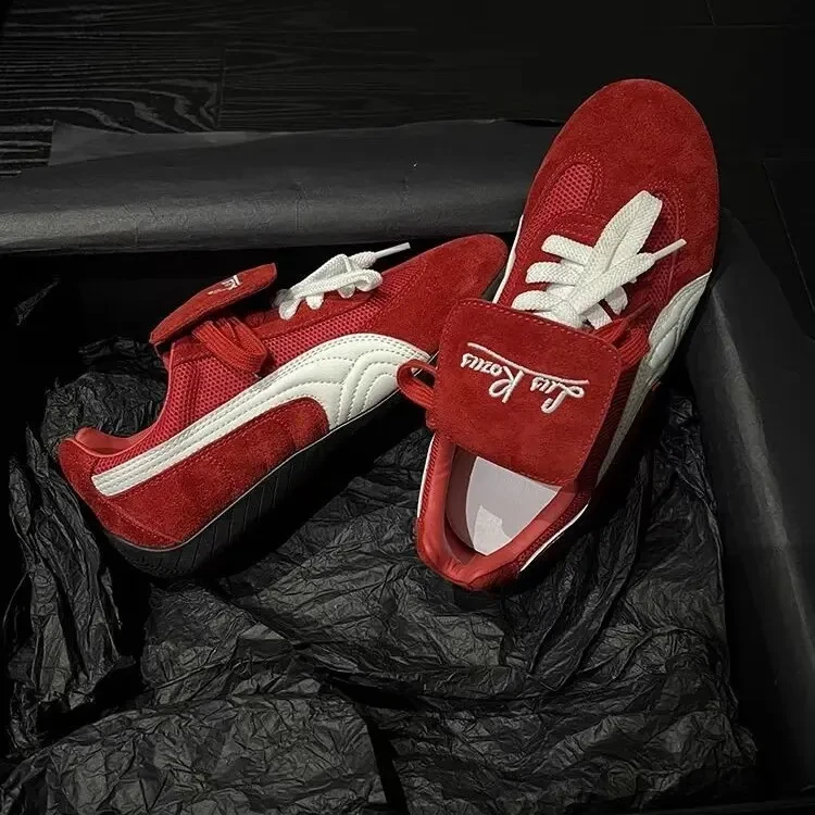 可拆卸翻盖德训鞋女2025年新款透气网面阿甘鞋休闲百搭平底运动鞋