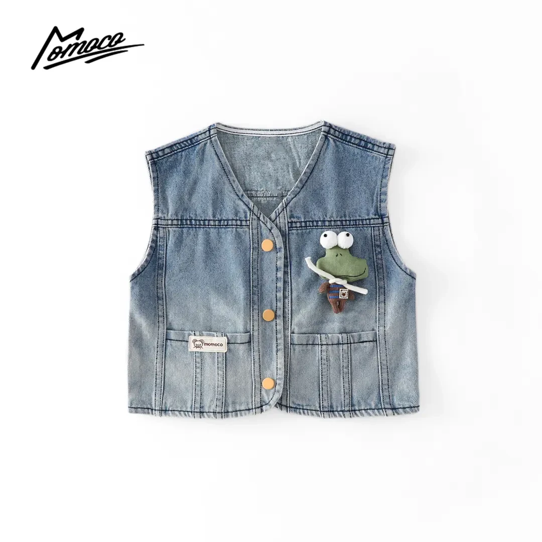 MOMOCO童装春秋新款男童潮流韩版小青蛙无袖休闲马甲77130131005