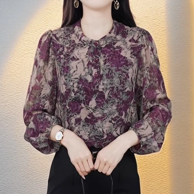 夏季新款九分袖碎花冰丝衬衫宽松大码胖mm装显瘦防晒小衫薄款上衣