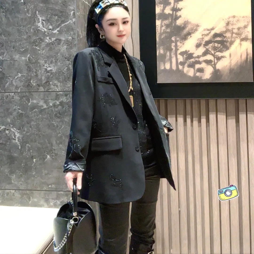 手工烫钻欧货时尚显瘦气质网红洋气小众128宽松韩版百搭设计感