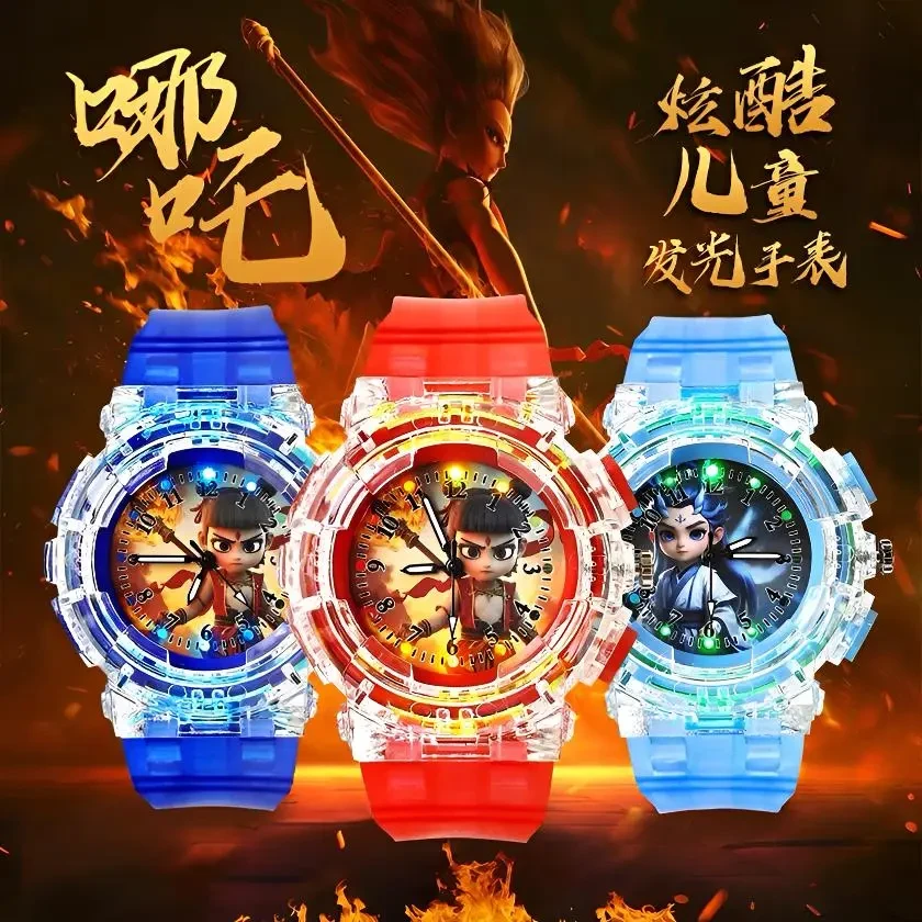 新款正版哪吒手表儿童手表网红爆款三丽鸥奥特曼儿童玩具艾莎公主