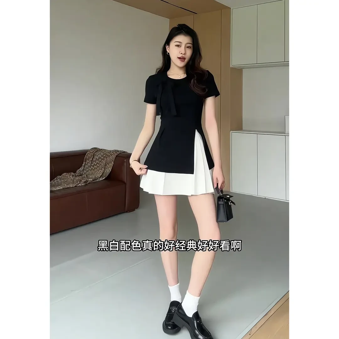 夏季一整套女装2025新款韩版气质时尚减龄显瘦短袖上衣短裙两件套