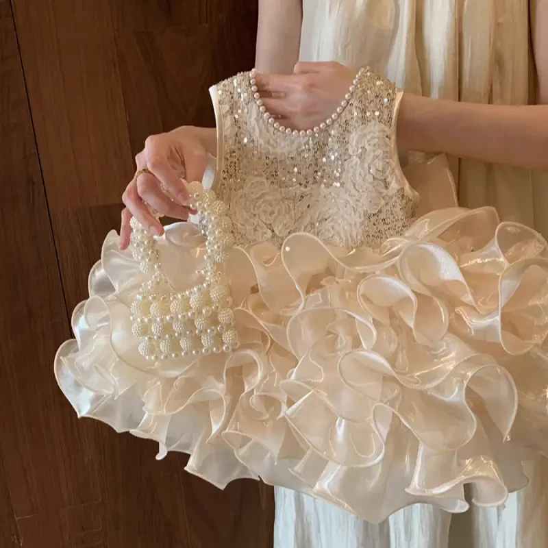 女童公主裙2025新款夏装周岁礼服小童洋气连衣裙女宝宝生日蛋糕裙