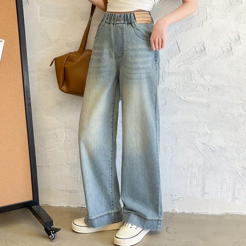 1820女童裤子2025新款儿童洋气春装牛仔裤大童流行爆款春季阔腿裤