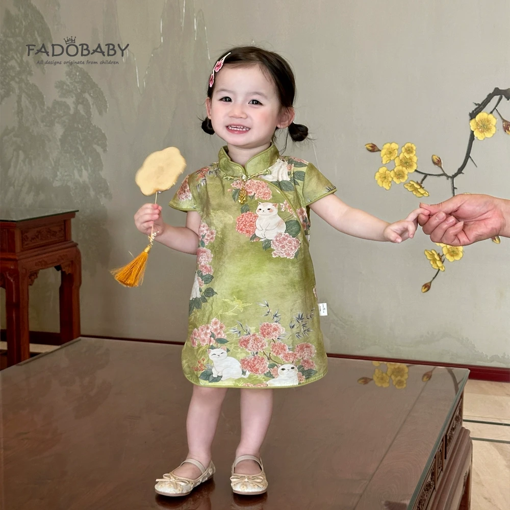 女童旗袍裙夏季儿童新中式连衣裙夏装中国风汉服礼服短袖裙子