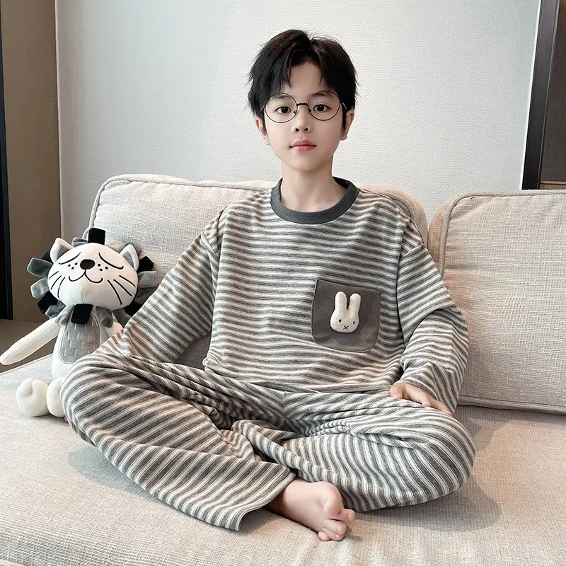 儿童装男童秋装睡衣春秋款2025新款家居服纯棉中大童秋季长袖男孩