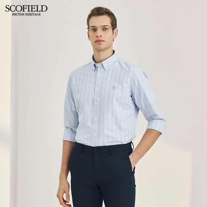 【挺括牛津纺】SCOFIELD秋季男士时尚休闲潮百搭舒适经典衬衫