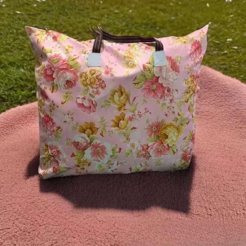 水墨玫瑰毛衣物防尘被子大容量收纳袋防尘搬家特大行李袋植绒家用