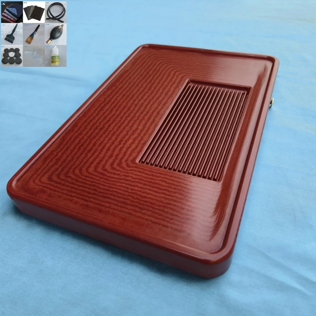 新款纯电木茶盘红色海浪款一体茶具茶海