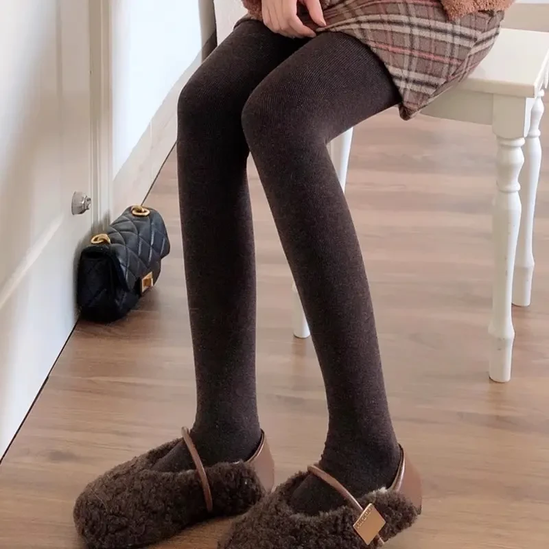 秋冬季咖啡色连裤袜女加厚加绒烟灰色打底裤袜时尚百搭显瘦踩脚袜