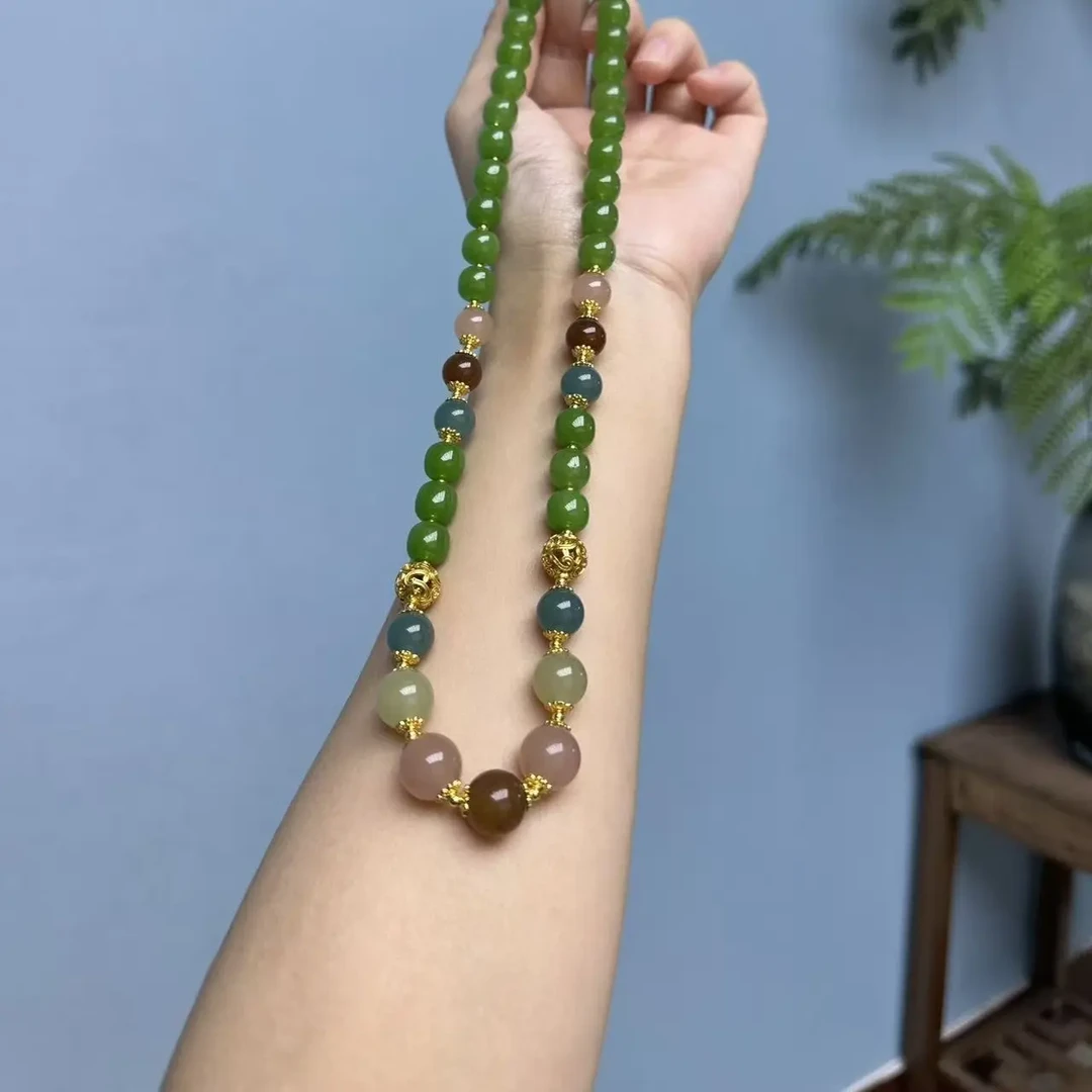 和田玉14k多宝古珠项链