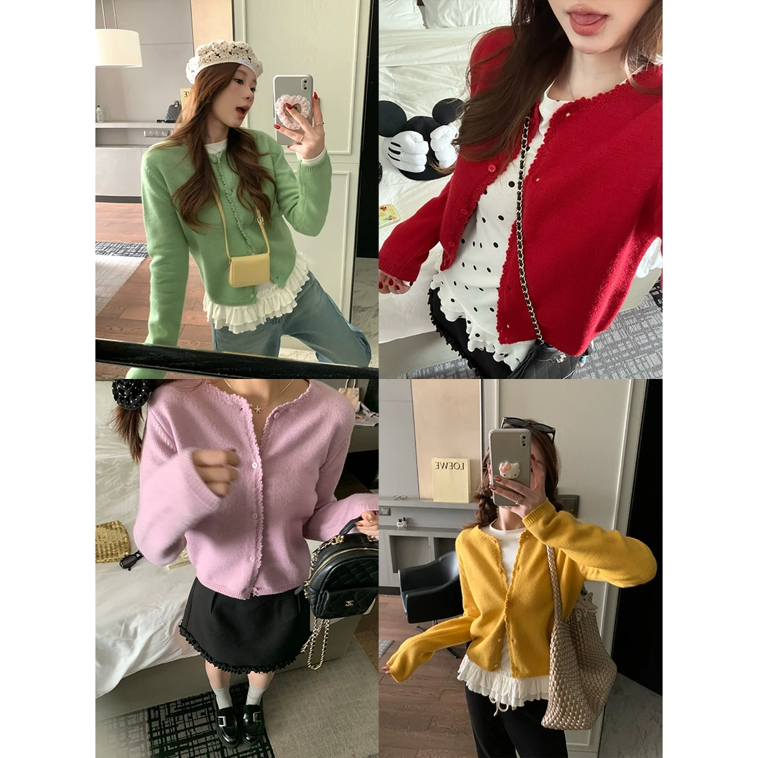 im向【春日调色盘】多色手钩花边百搭针织开衫长袖显瘦时尚早春