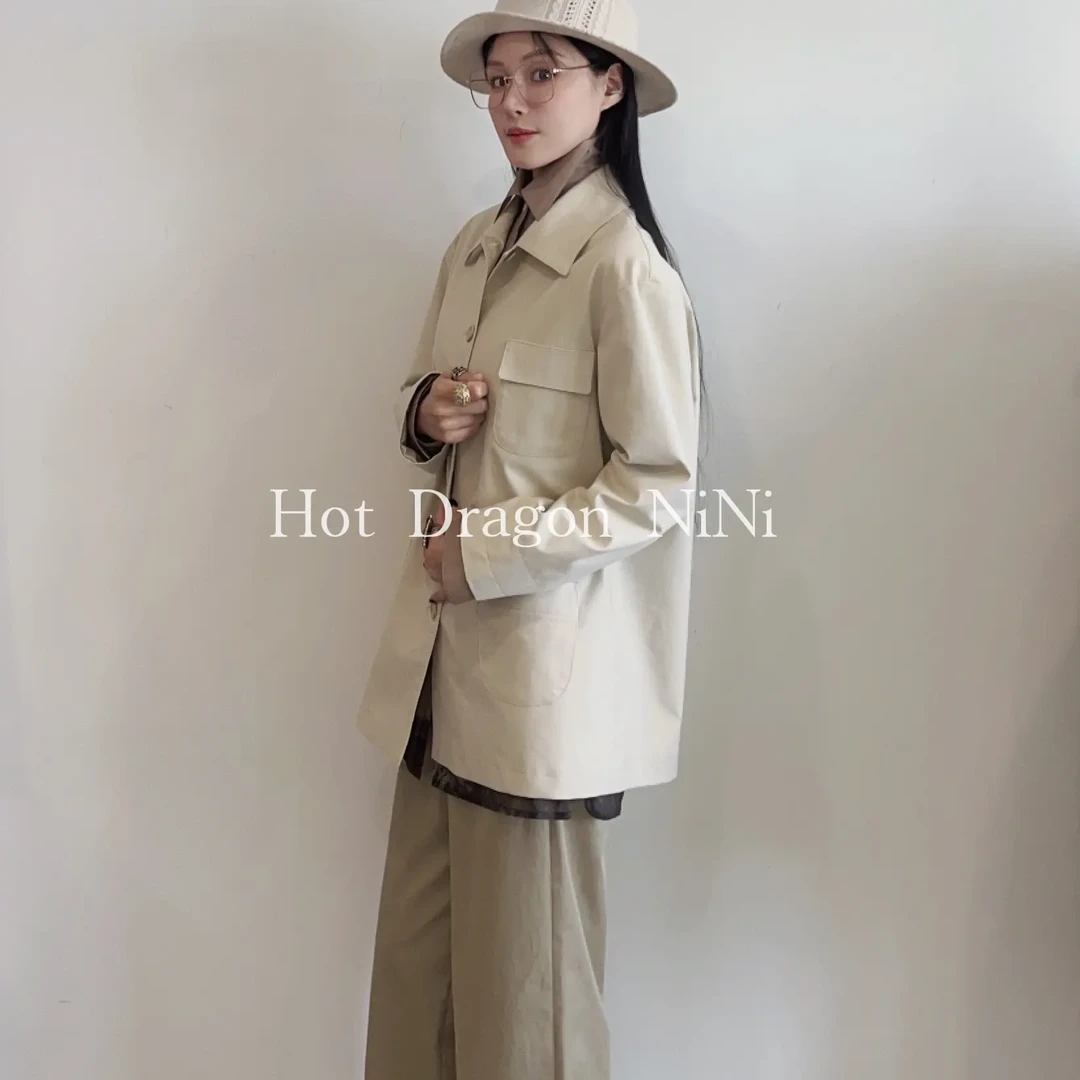 「Hot Dragon NiNi 」独立设计品牌 宽松阔版设计中长款风衣外套