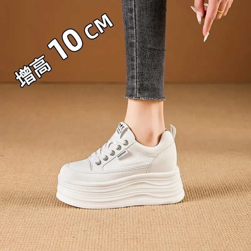 增高10cm小白鞋女透气2025春季新款轻便软底休闲鞋厚底内增高女鞋