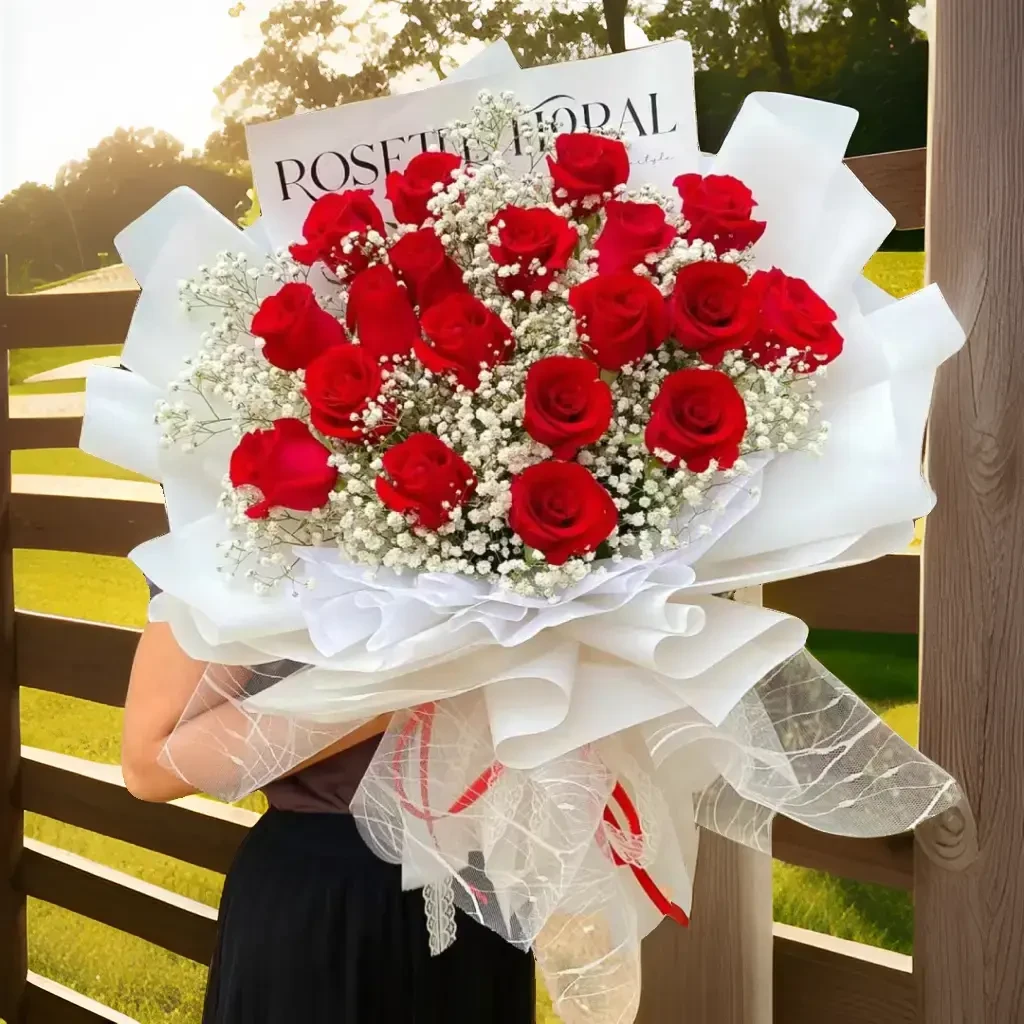520【女神范♥】19朵红玫瑰花束全国同城鲜花配送生日送花