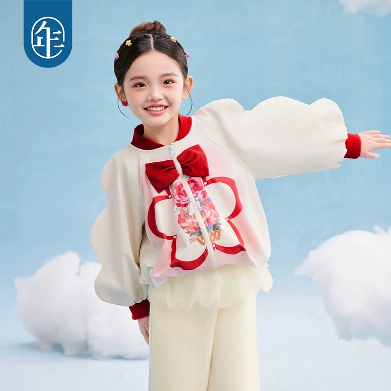 【萌耳花花】年衣女童外套2025春季新薄款球服开衫甜美夹克上衣