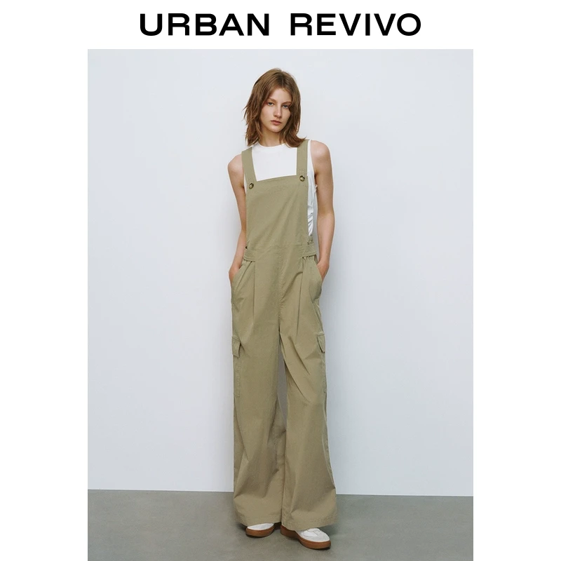 UR2025夏季新品女欧若风休闲工装度假感穿搭宽松背带裤UYU650018