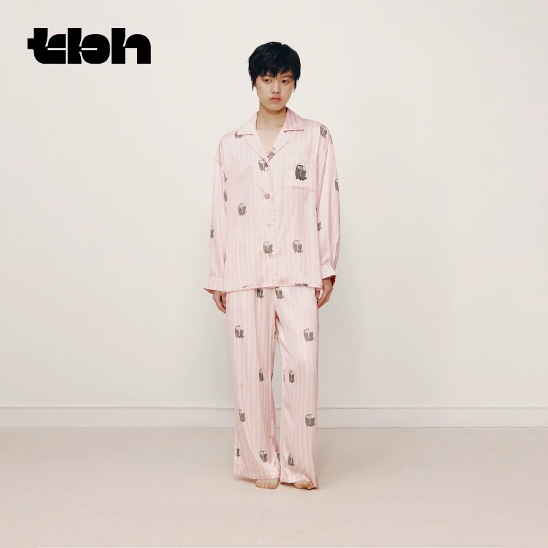 tbh/野兽派家居都市野兽海獭星光缎家居服套装可外穿家居服睡衣秋