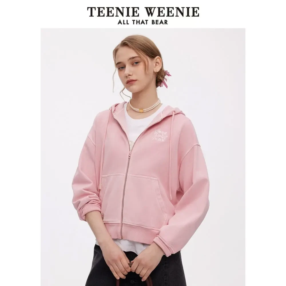 TeenieWeenie小熊25春新款活力少女甜美粉色连帽卫衣TTMZ251101T