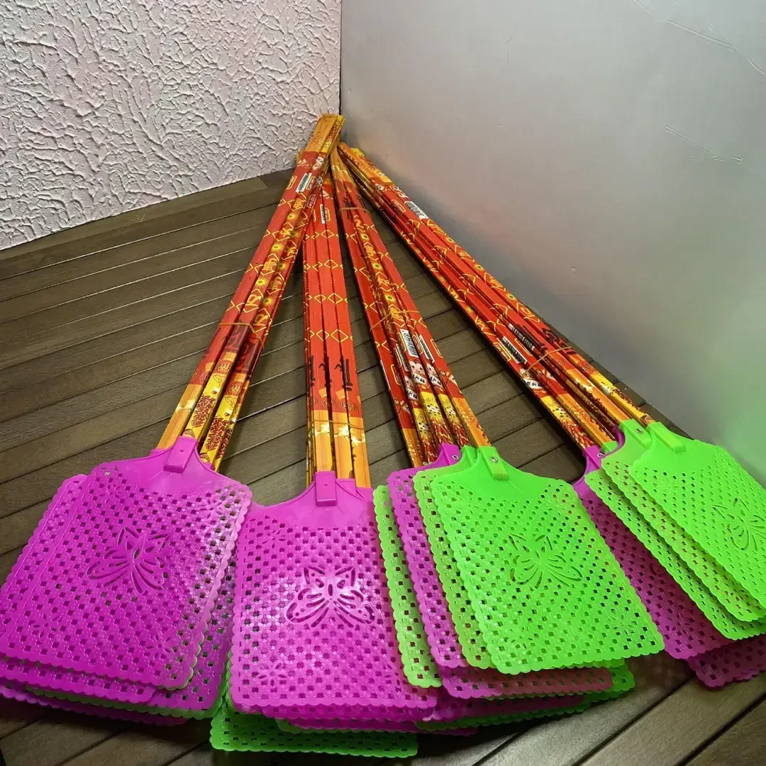 夏季家用长杆苍蝇拍竹子把耐用长柄手动苍蝇拍子打不烂大号批发