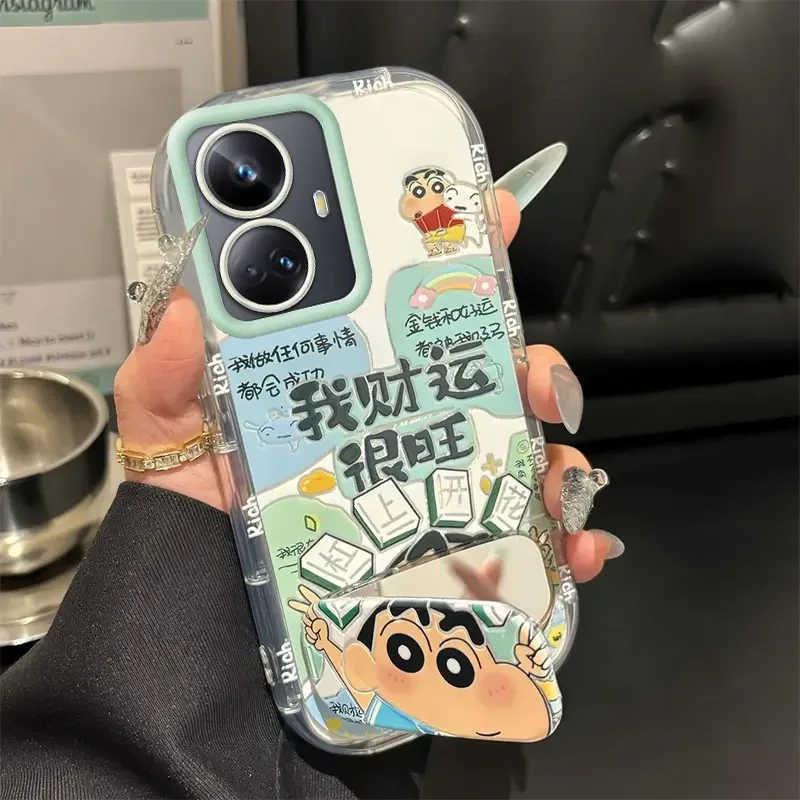 小新财运旺镜子支架适用realme真我10PRO 手机壳RMX3687动漫防摔