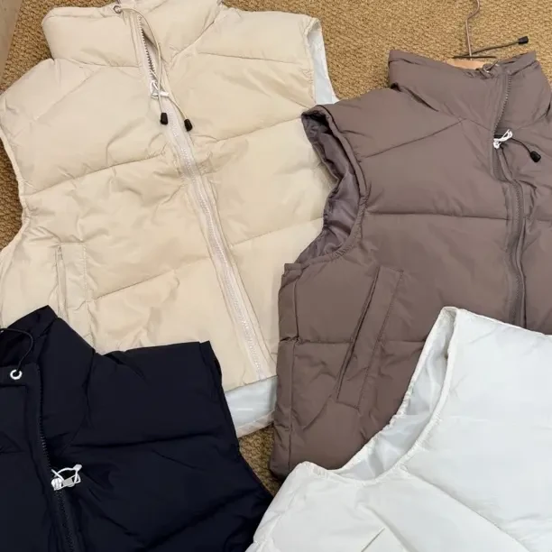 背心女短款立领棉服保暖秋冬外穿宽松小个子坎肩马夹