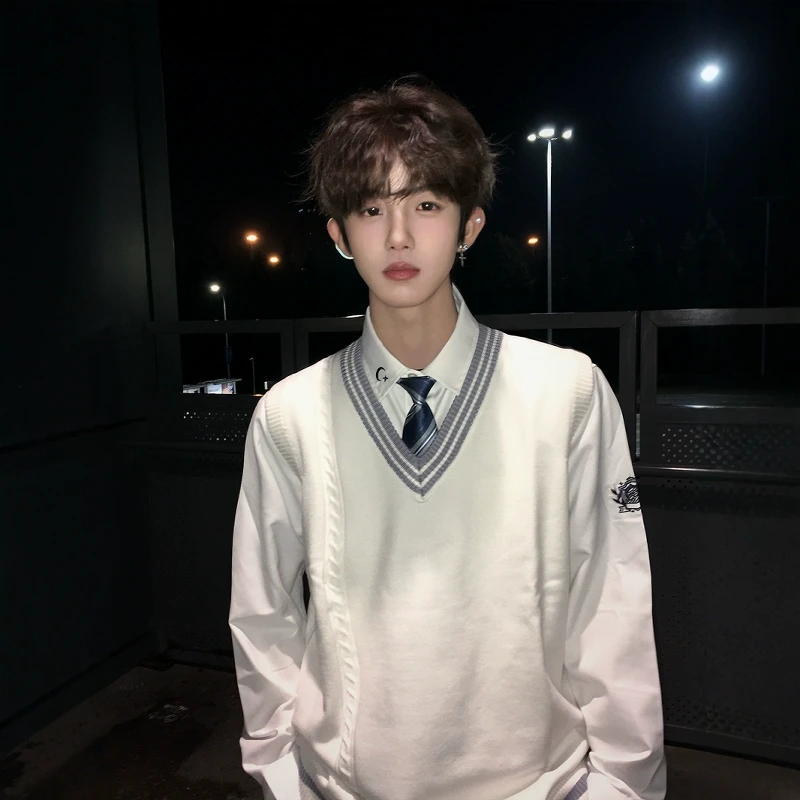 【刺篇】dk制服正版条纹针织马甲毛衣背心学院风校服学生休闲坎肩