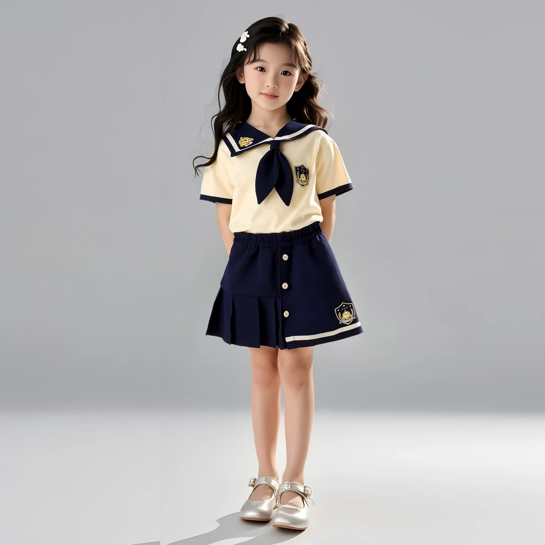 夏季学院风套装2025男童女童韩版兄妹装洋气运动两件套D2S6-593