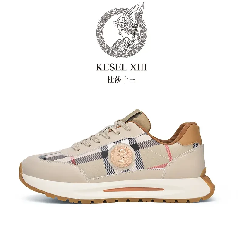 杜莎十三2025新款夏季女士皮面百搭时尚品牌增高运动舒适休闲男鞋