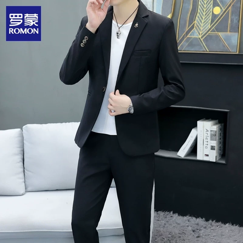 罗蒙西服套装男士婚礼商务正装2025春季新款休闲西装外套男两件套