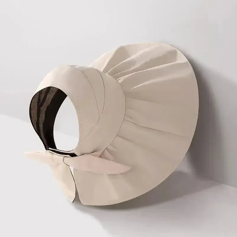 防晒帽防紫外线女夏季遮阳帽大檐遮脸渔夫运动空顶太阳帽子折叠帽