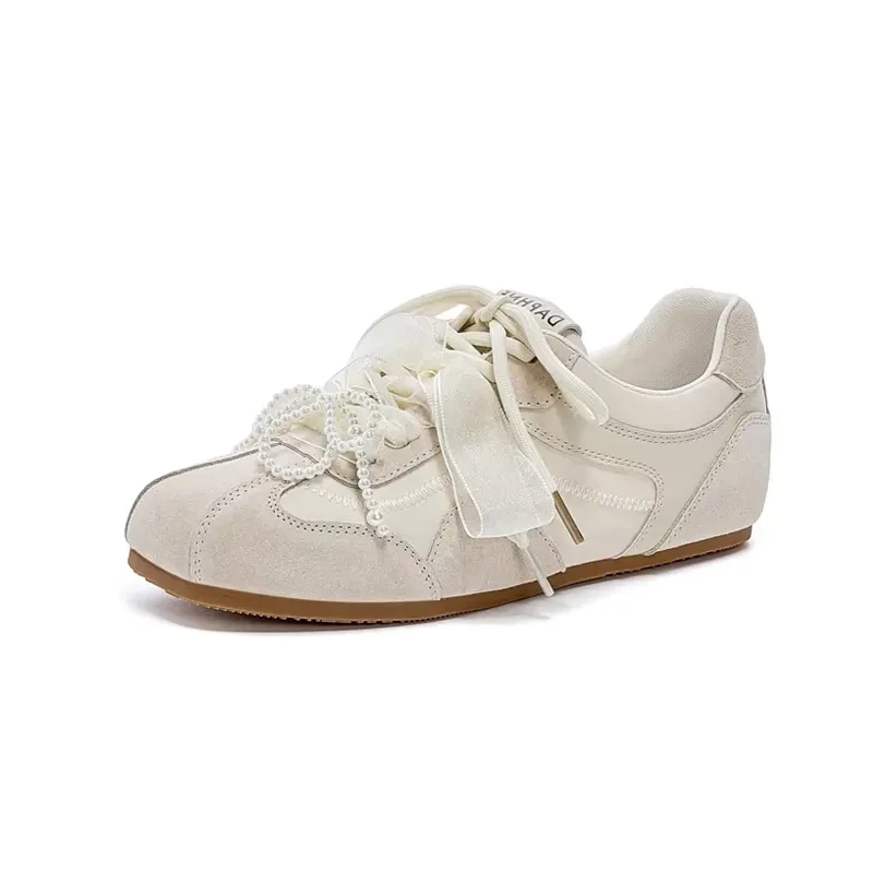 马卡龙配色2025春季新款时尚透气韩版德训厚底休闲阿甘鞋