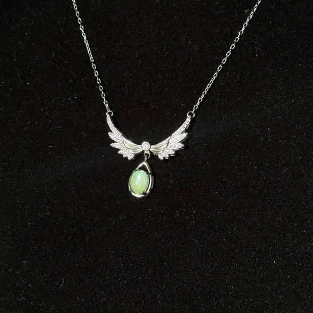 925银玻璃银制品 925银 纯银青凤蝶项链轻奢简约百搭送闺蜜礼物