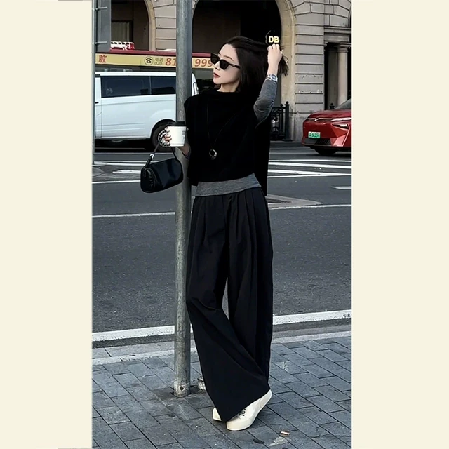 冬季搭配一整套时髦洋气冷淡系高级感酷飒拽姐小香风黑色休闲套装