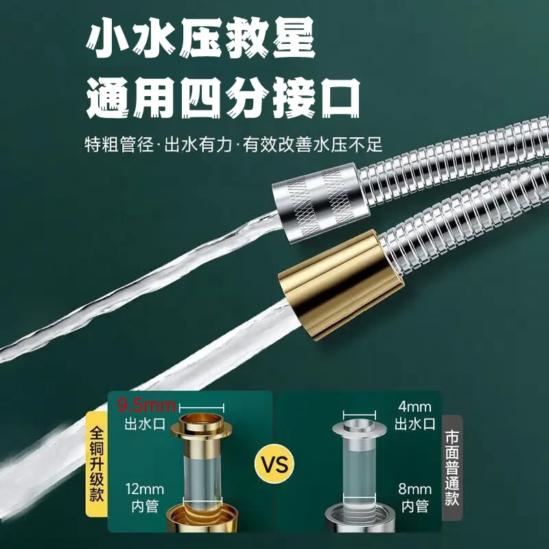 加粗不锈钢通用大口径花洒淋浴软管大流量花洒软管强力耐高温pvc