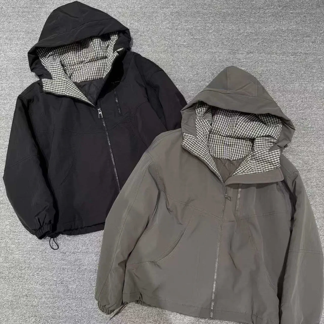 衣凡516连帽短外套带帽拼接防风韩版常规拉链