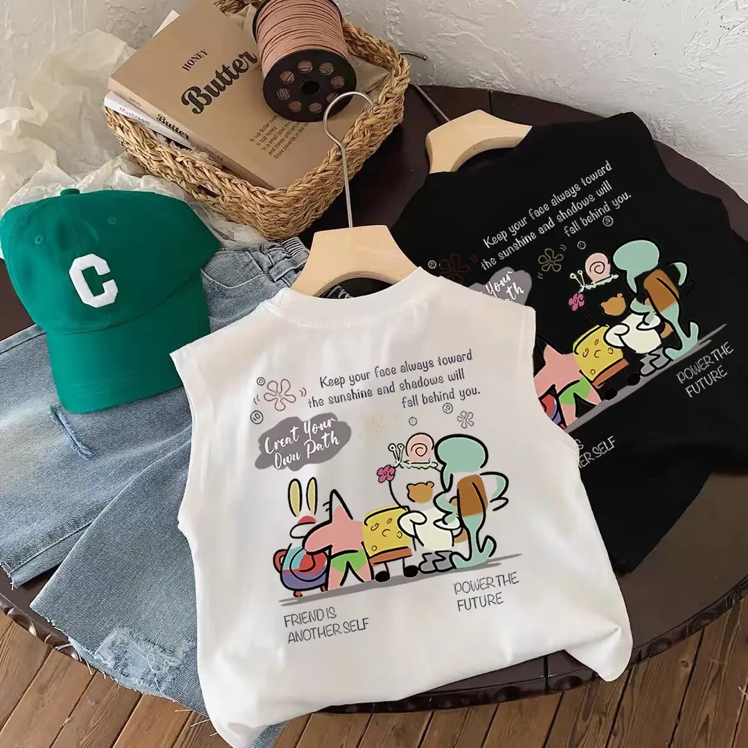 背心男童2025夏季新款儿童坎袖背心无袖T恤小童宝宝卡通坎肩夏装