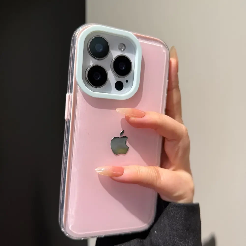 高颜值撞色果冻适用苹果16promax手机壳简约iPhone15个性14小众13