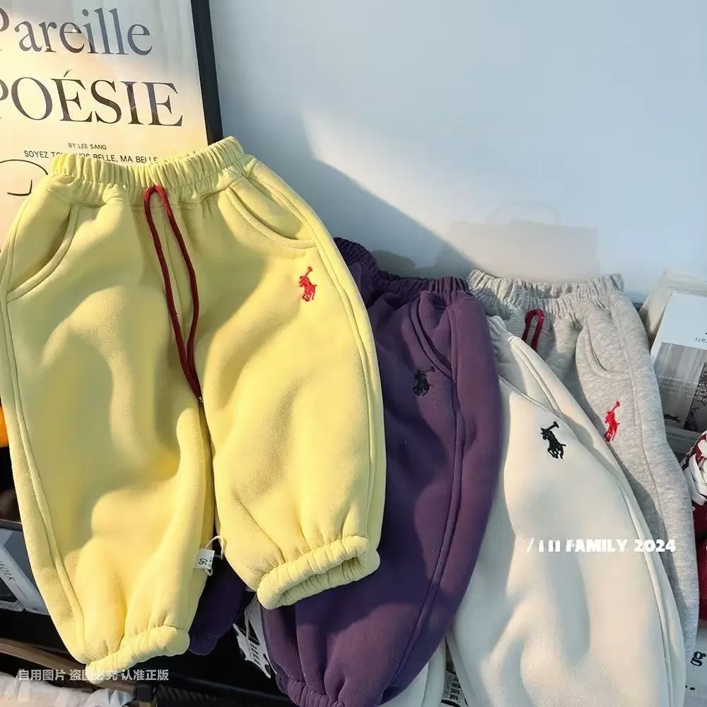 【粗针水洗棉】儿童冬季新款加绒加厚洋气时尚百搭男女童宝宝长裤