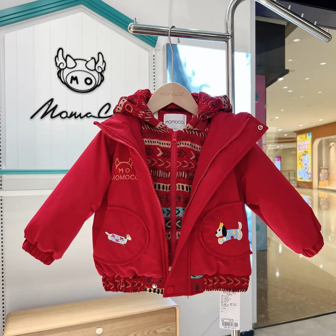 MOMOCO冬季男童加绒夹棉假两件外套棉服童装75430101151