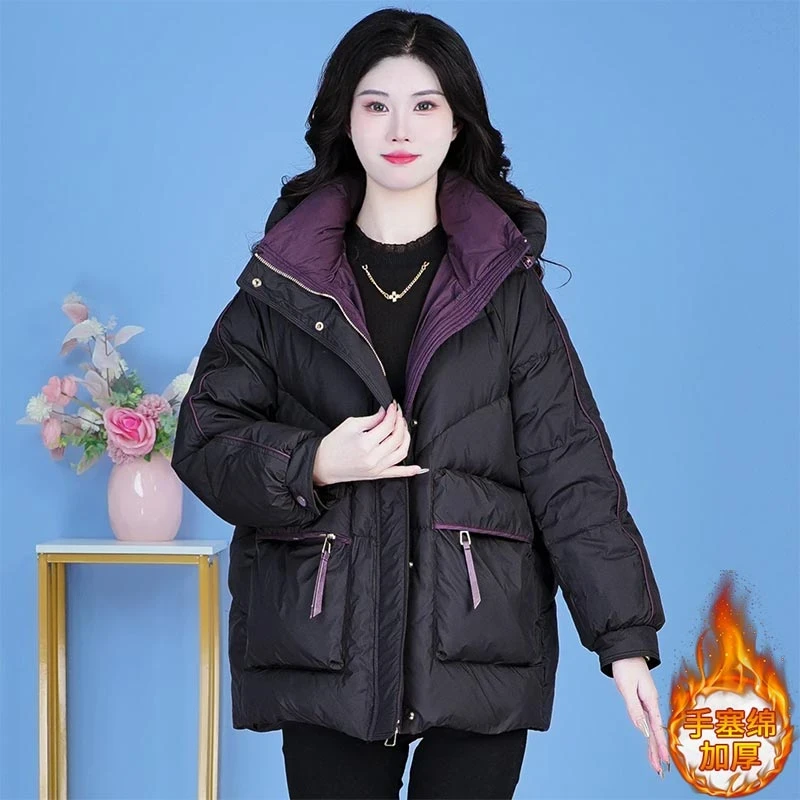 小众时尚冬季御寒保暖连帽棉服女2025年秋冬季新款休闲显瘦外套