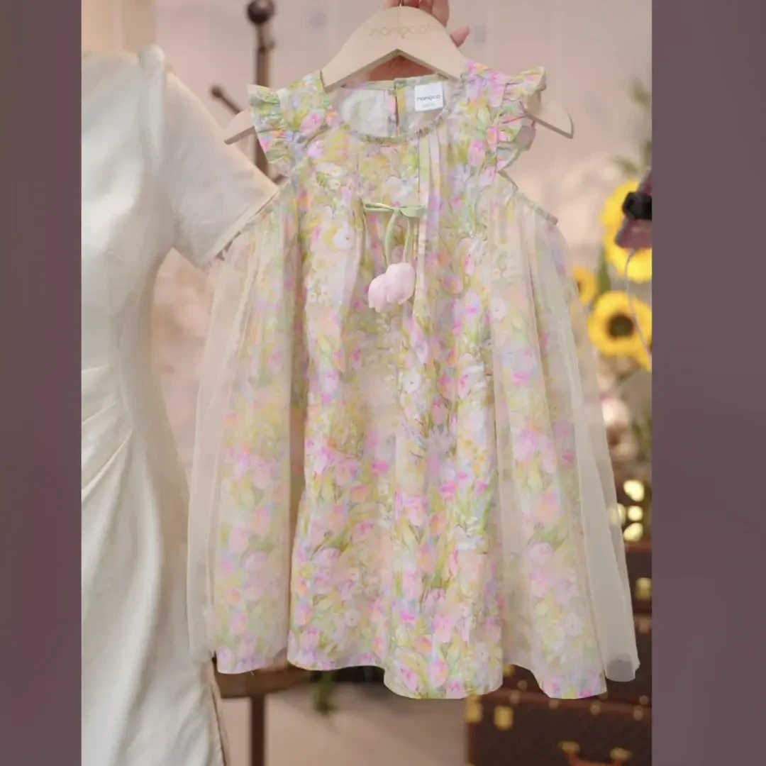 MOMOCO/玛米玛卡童装女童夏季花朵小清新连衣裙演出服77630470052