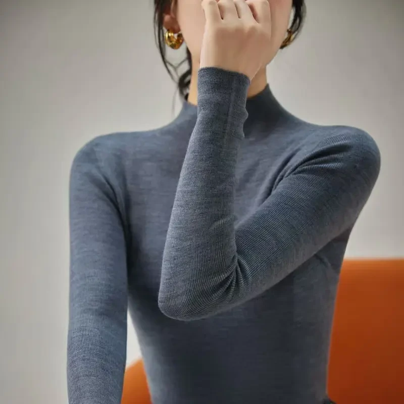 半高领美极了【扬子纱】 一线成衣精纺打底衫 气质显瘦针织打底